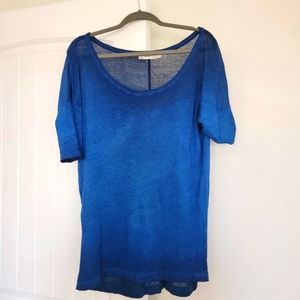 Zara linen wide scoop neck tee